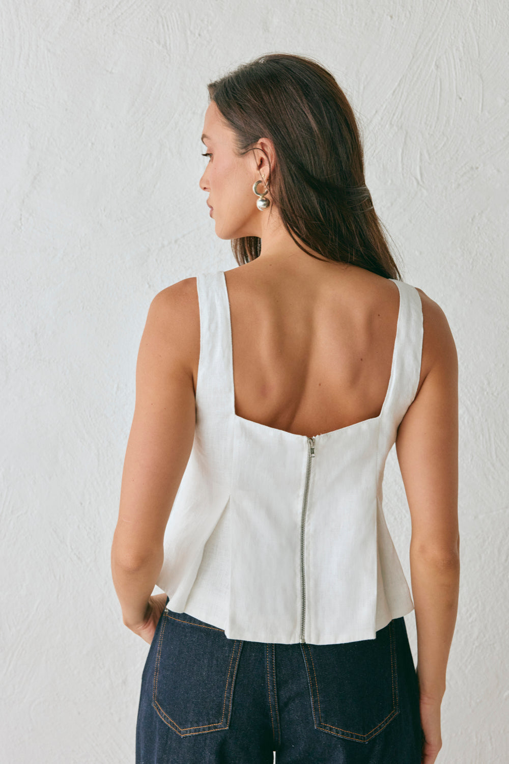 Luna Linen Top White