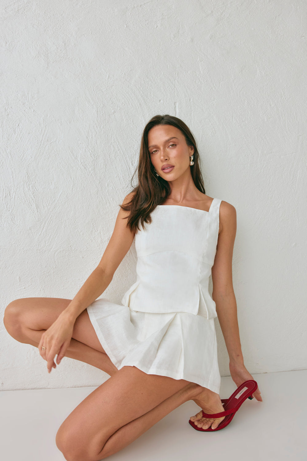 Luna Linen Top White
