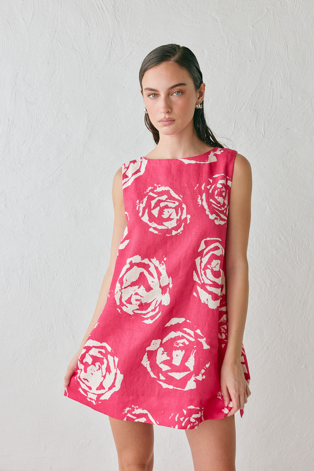 Aftersun Linen Mini Dress Rosa