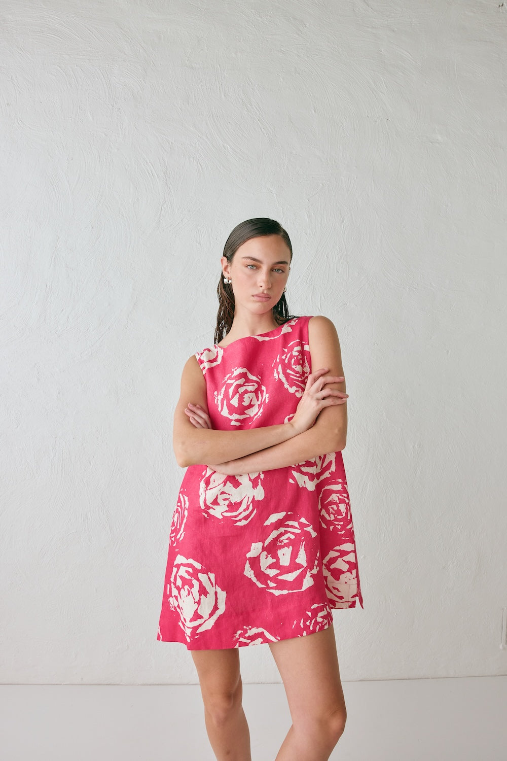 Aftersun Linen Mini Dress Rosa