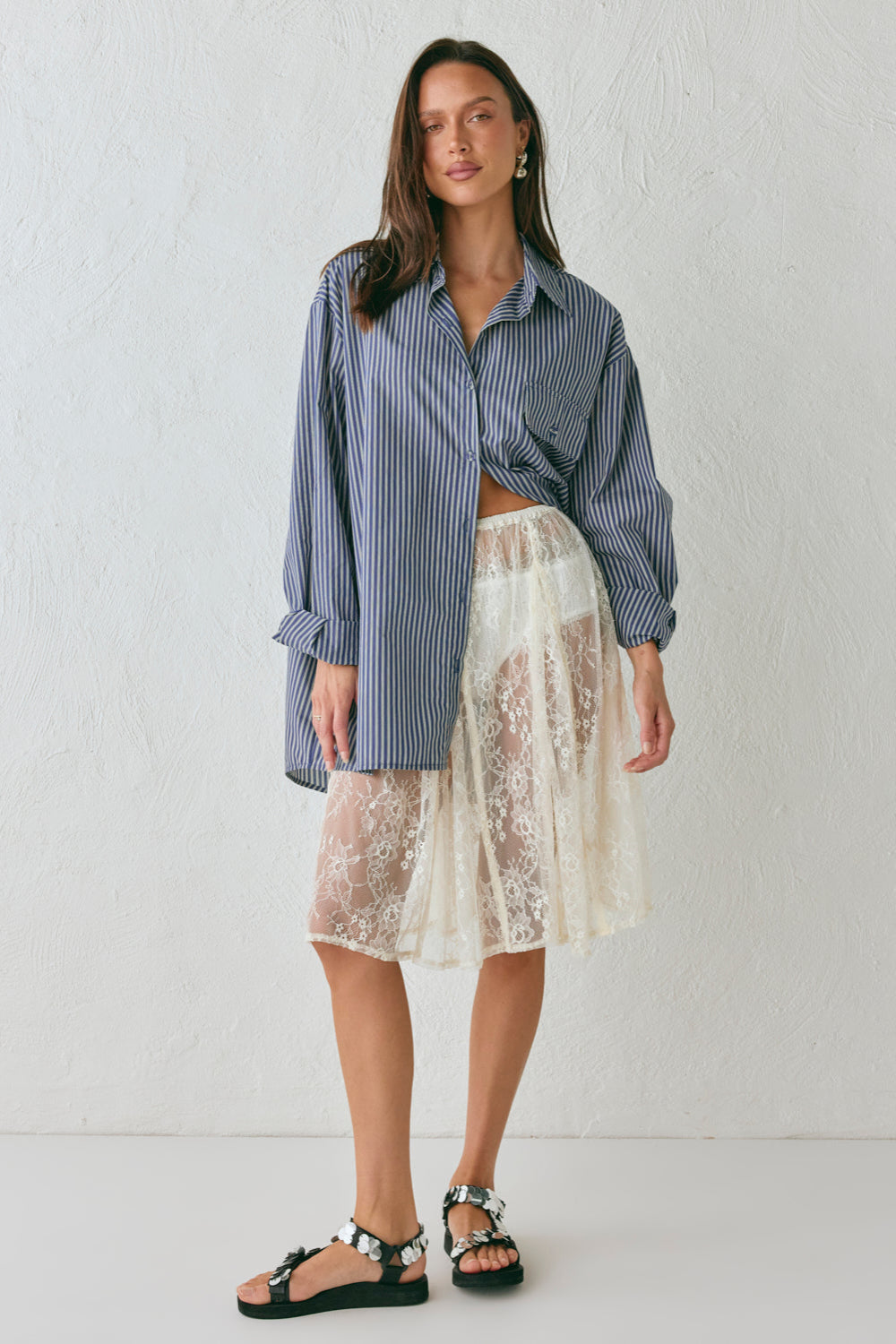 June Shirt Navy Stripe