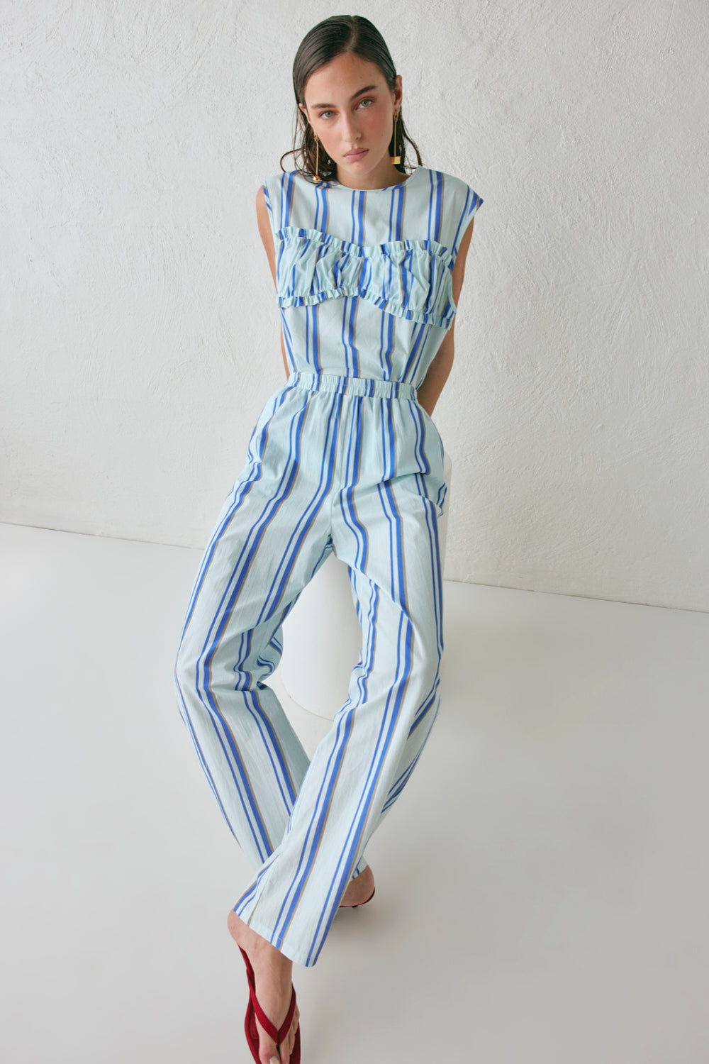 Vita Barrel Pants Blue Stripe