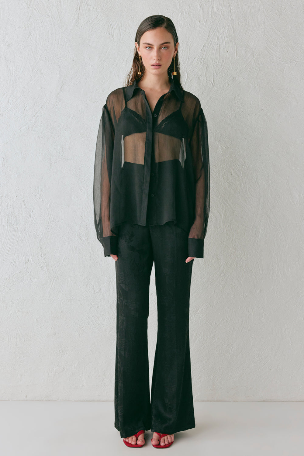 Matise Jacquard Flare Pants Black
