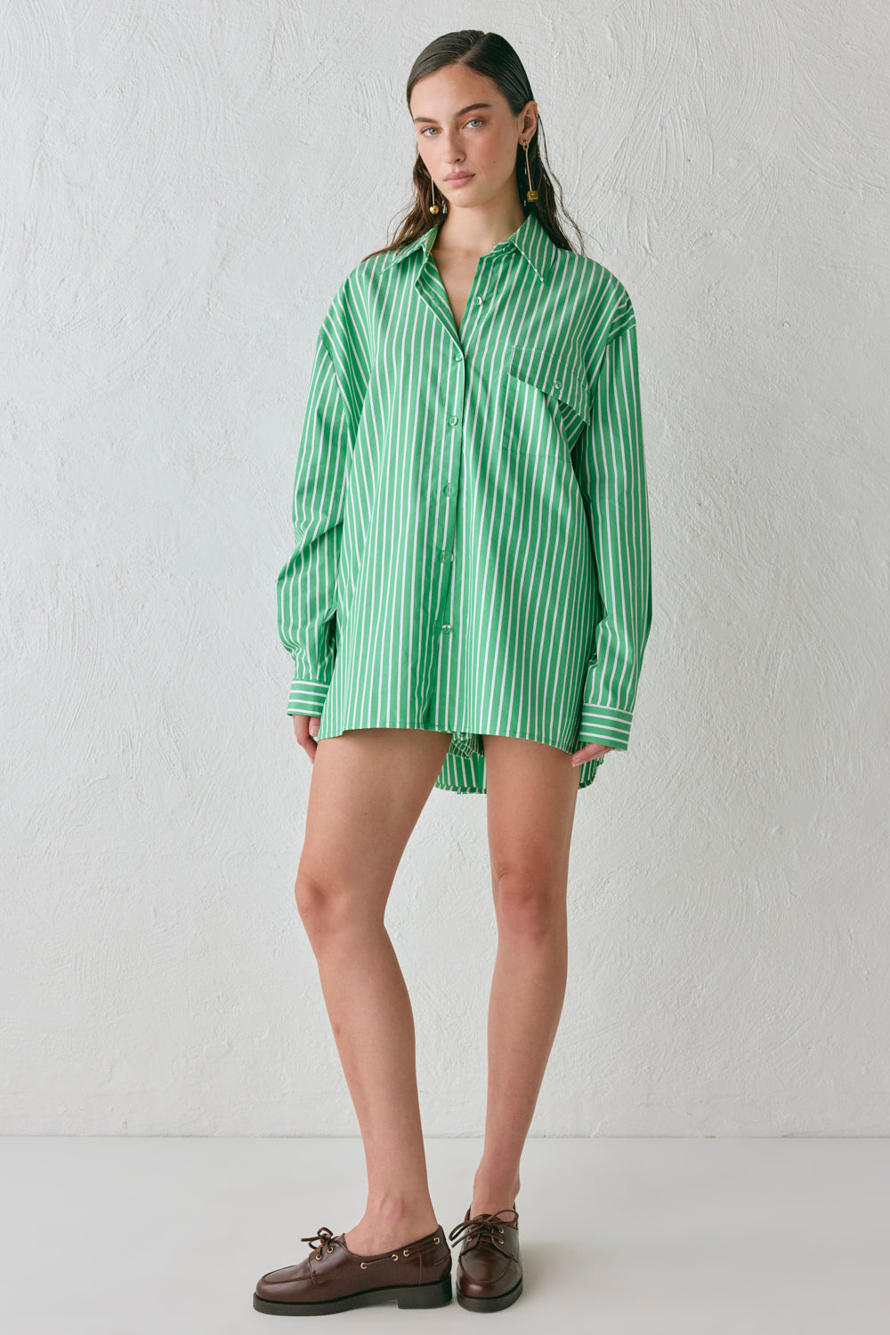 June Shirt Green Stripe