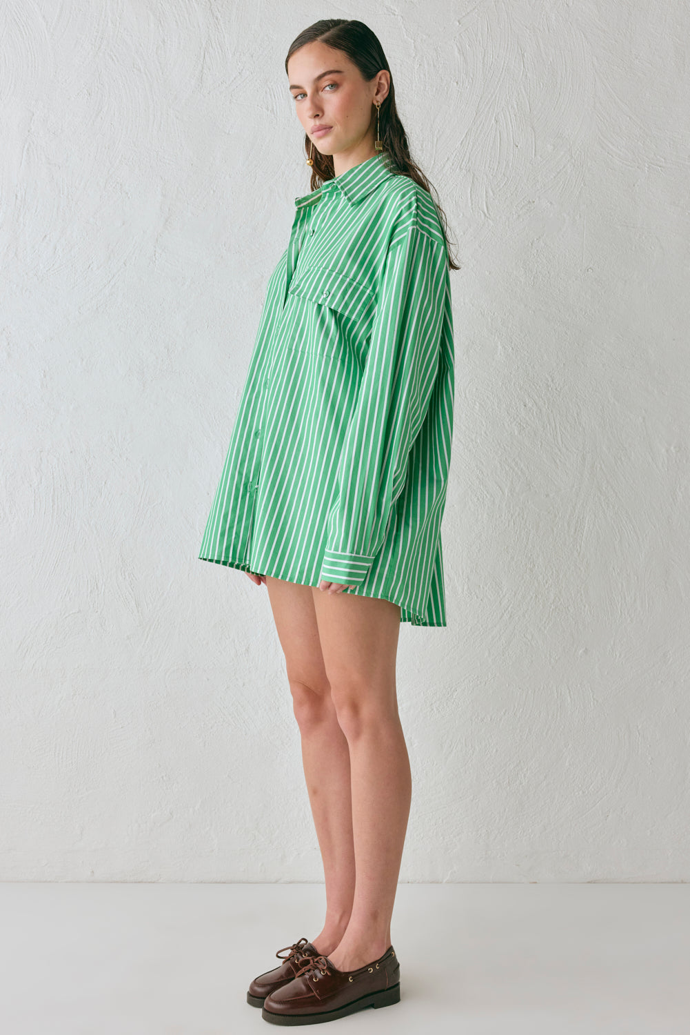 June Shirt Green Stripe