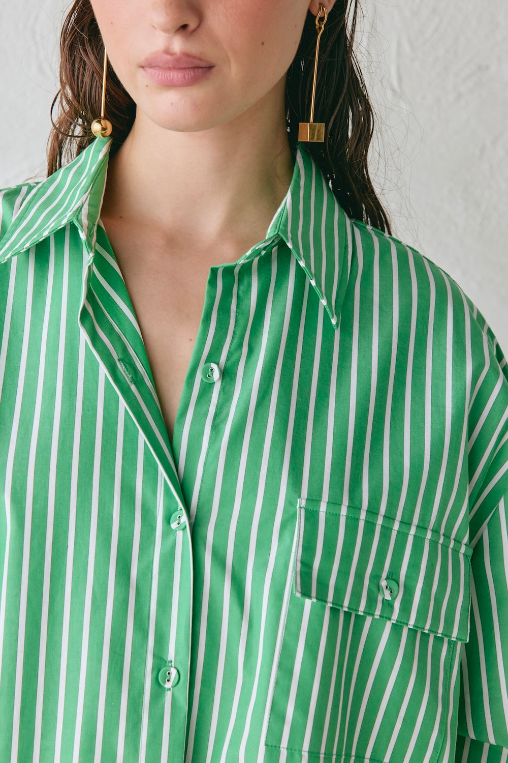 June Shirt Green Stripe