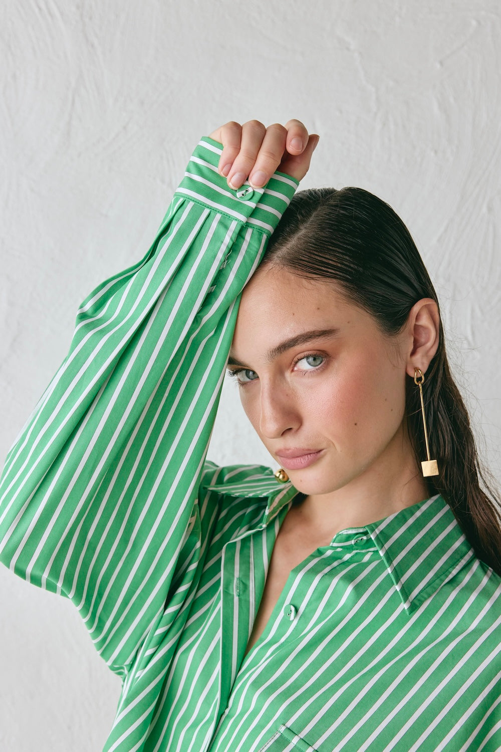 June Shirt Green Stripe