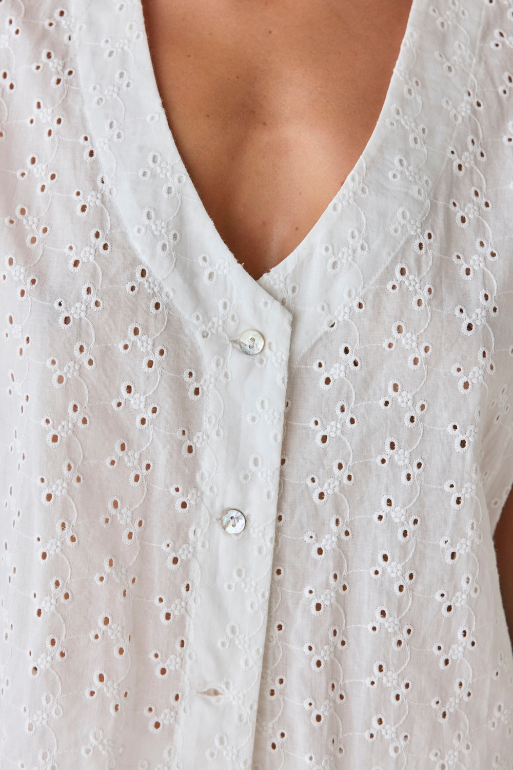 Zali Tunic Anglaise Top White