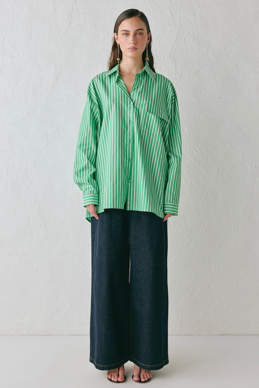 June Shirt Green Stripe