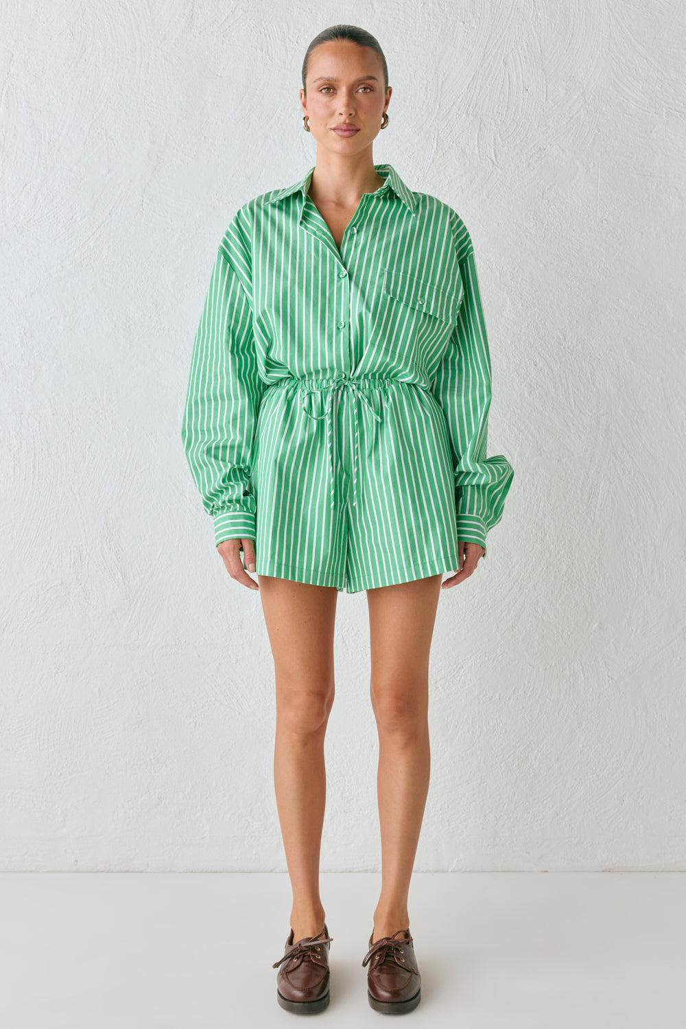 Annika Shorts Green Stripe