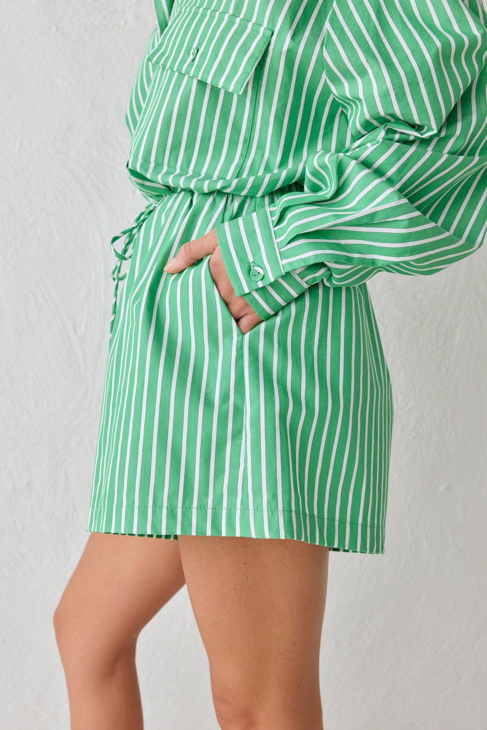 Annika Shorts Green Stripe