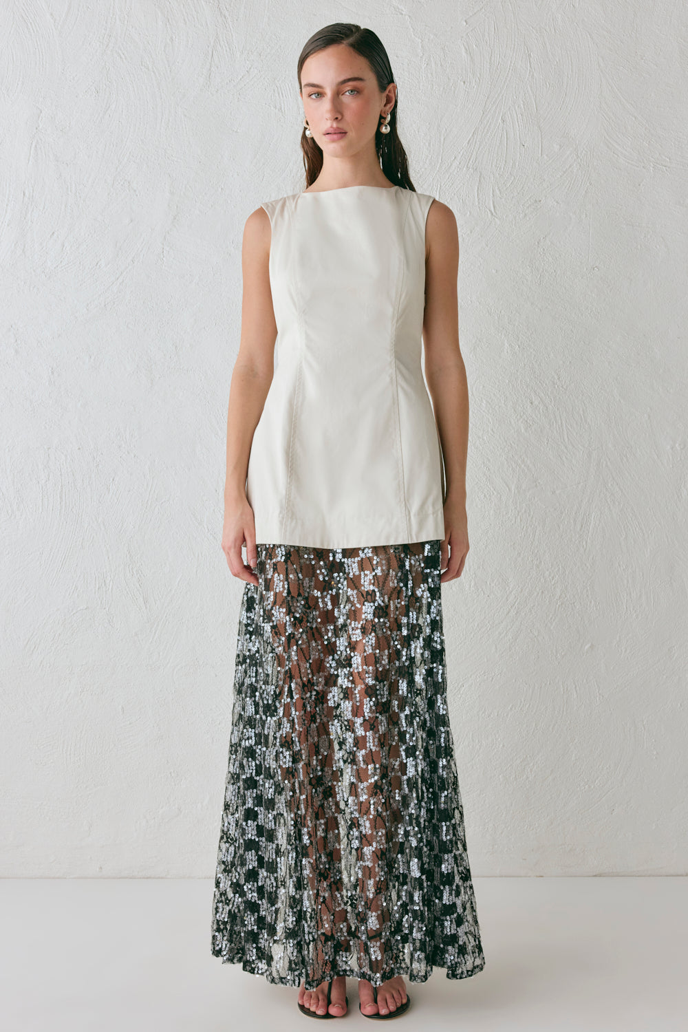 Robbie Sequin Maxi Dress Cream