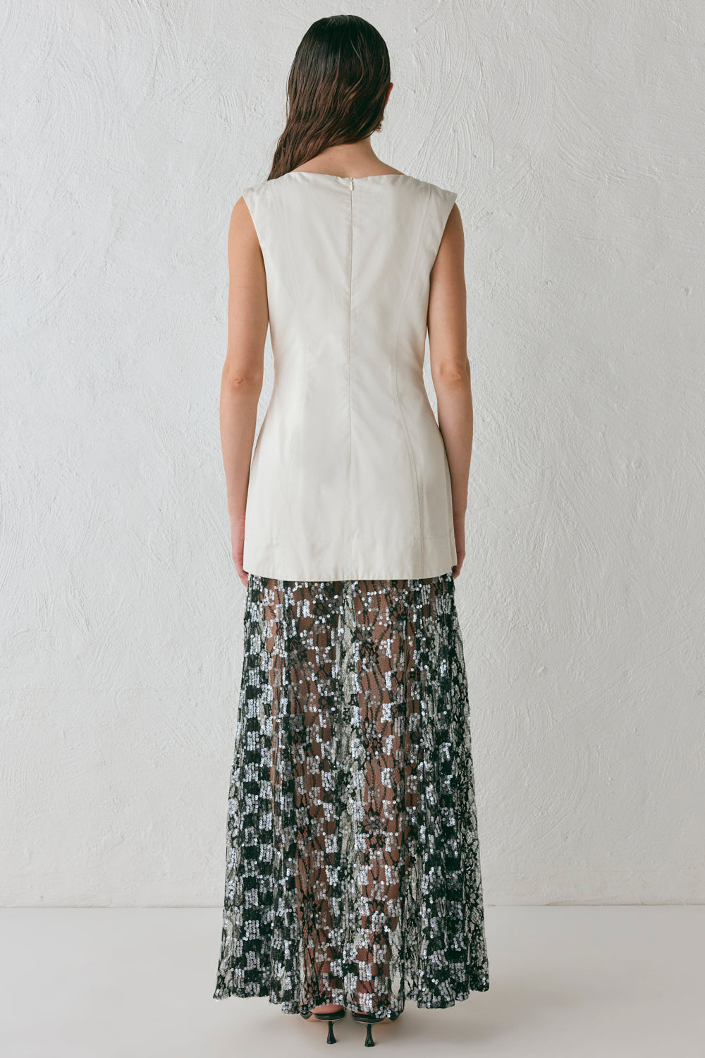 Robbie Sequin Maxi Dress Cream