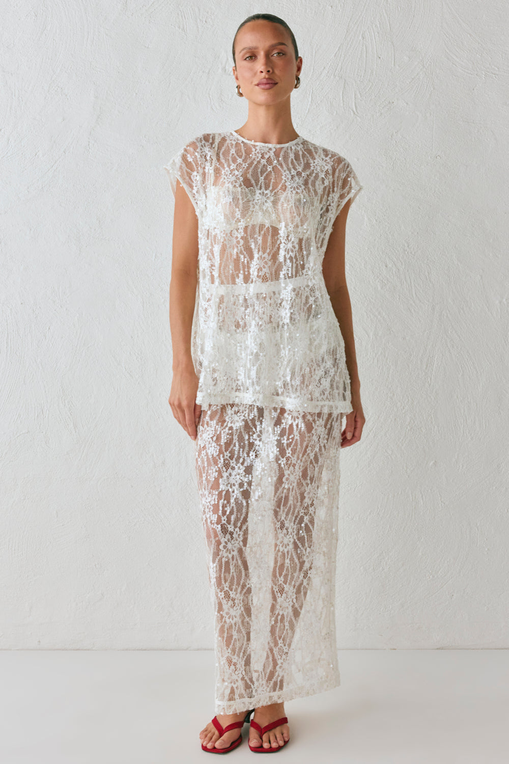 Devyn Sequin Top White