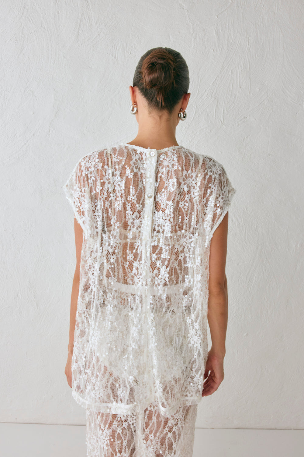 Devyn Sequin Top White