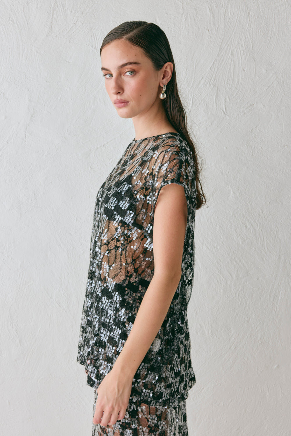Devyn Sequin Top Black
