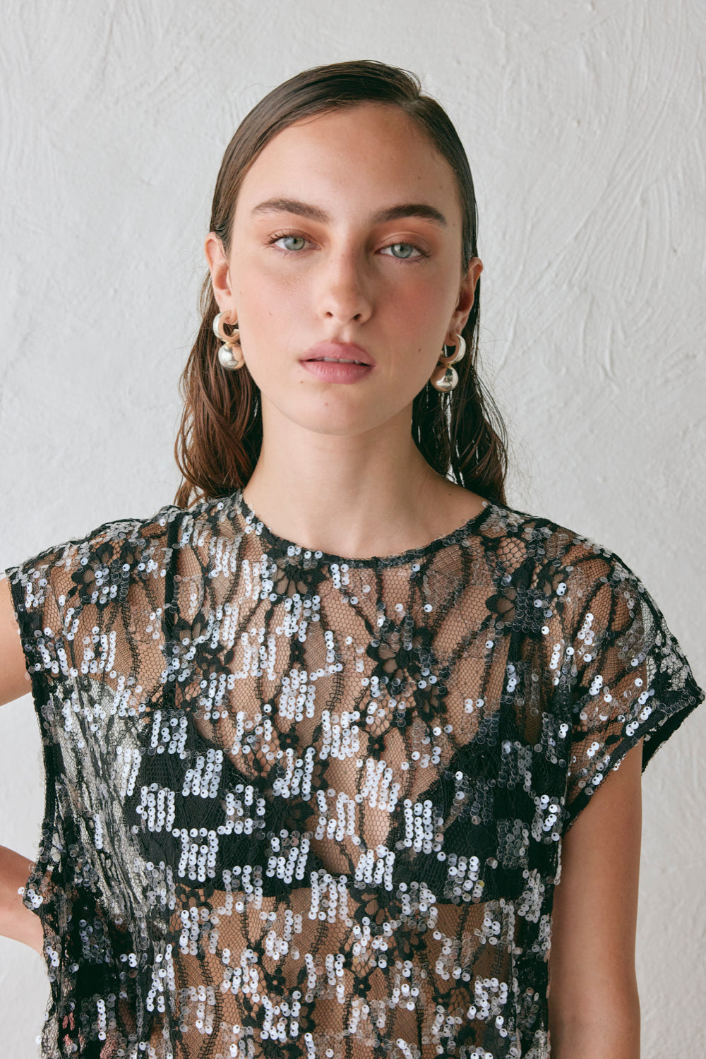 Devyn Sequin Top Black