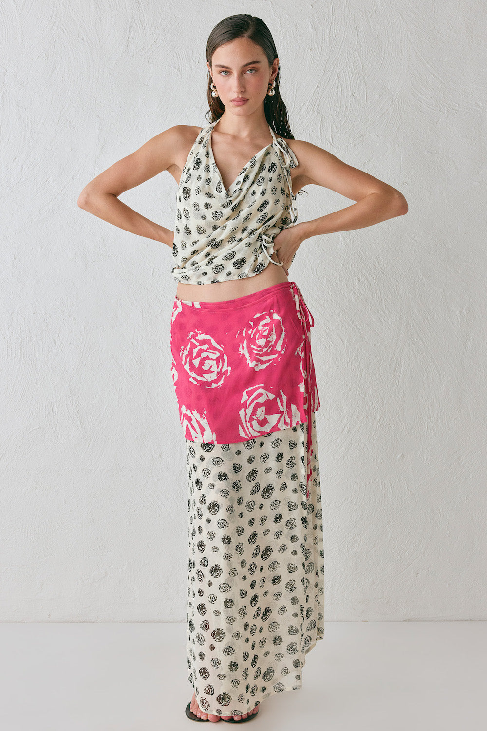 Jovana Wrap Maxi Skirt Rosa