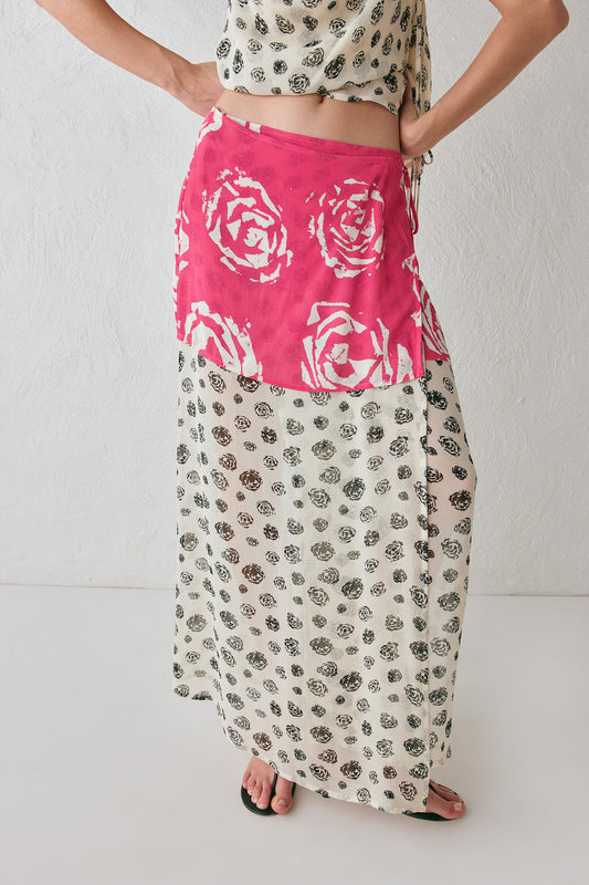 Jovana Wrap Maxi Skirt Rosa