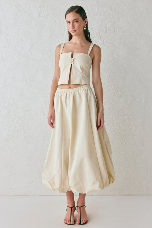 Sabrin Bubble Midi Skirt Cream