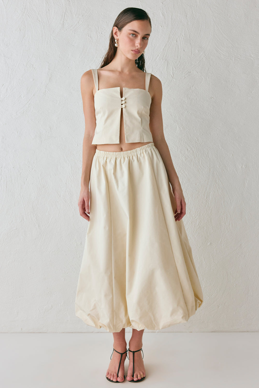 Sabrin Bubble Midi Skirt Cream