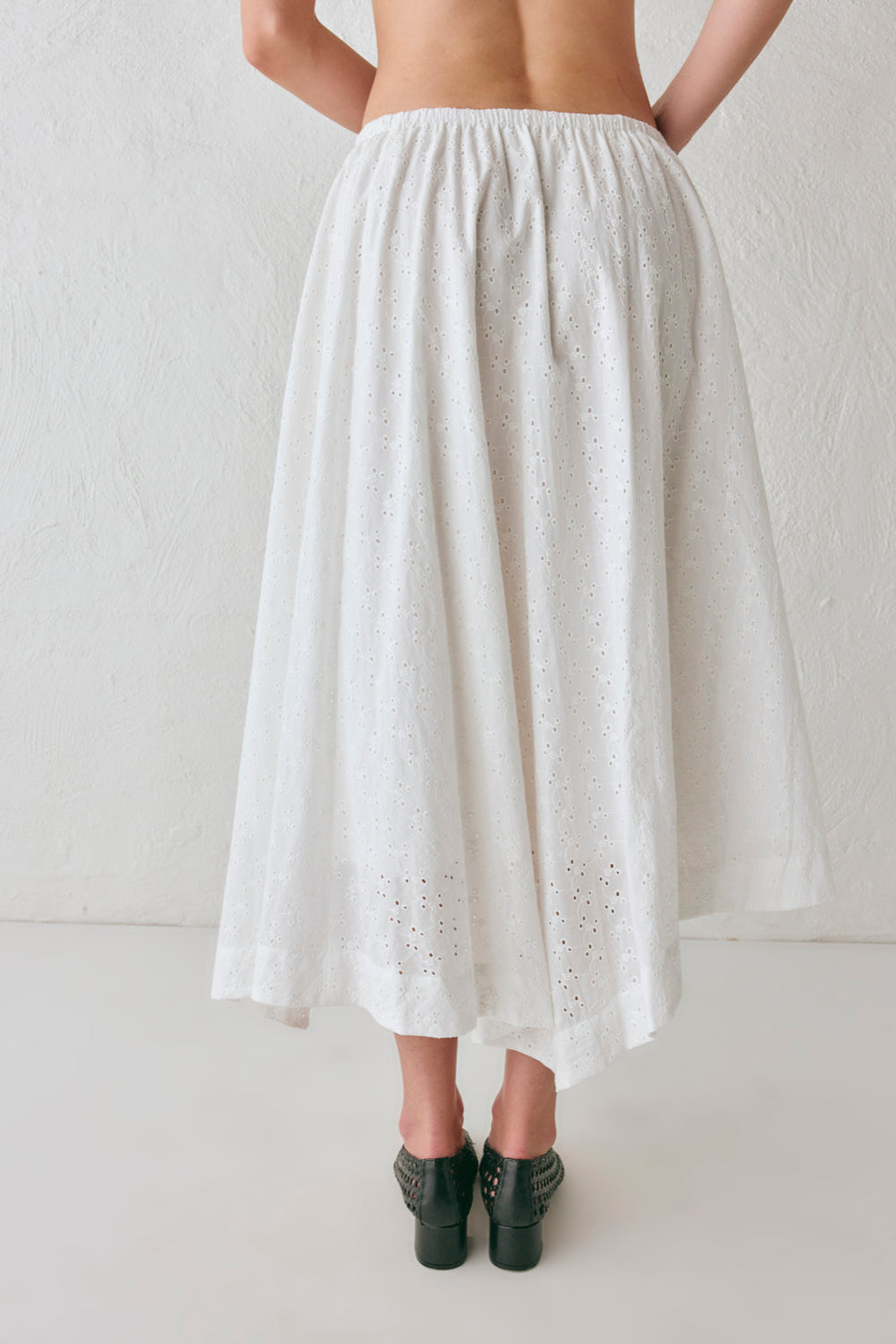 Carlota Anglaise Midi Skirt White