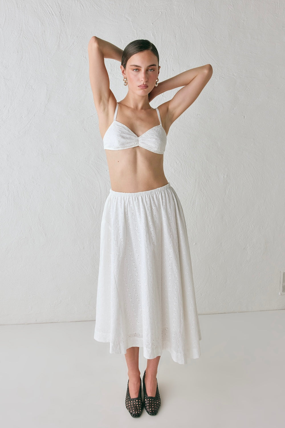 Carlota Anglaise Midi Skirt White