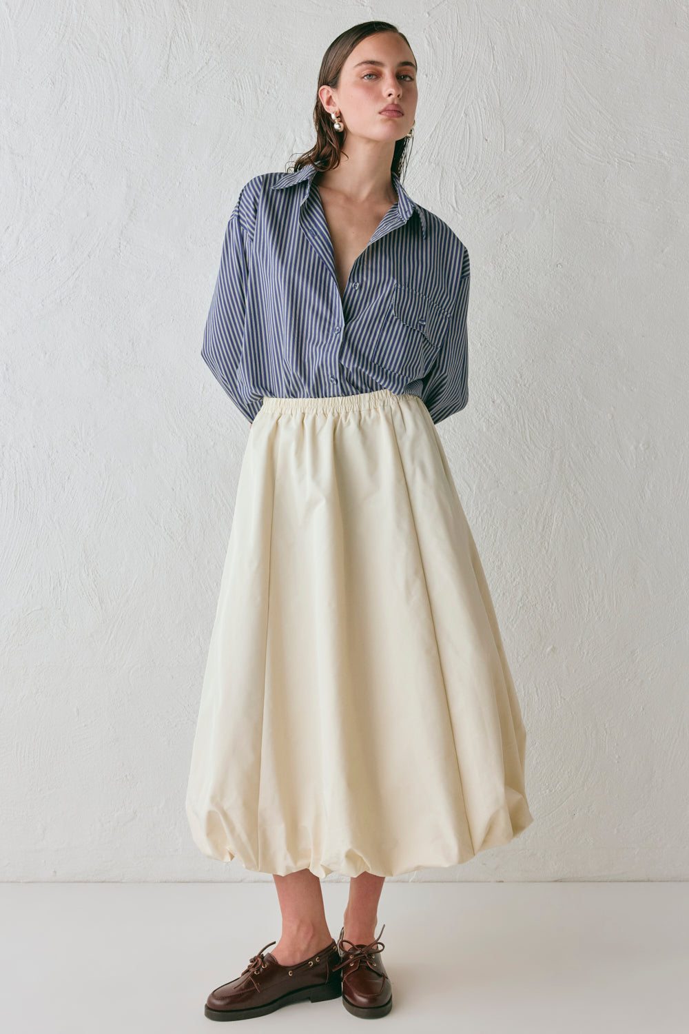 Sabrin Bubble Midi Skirt Cream