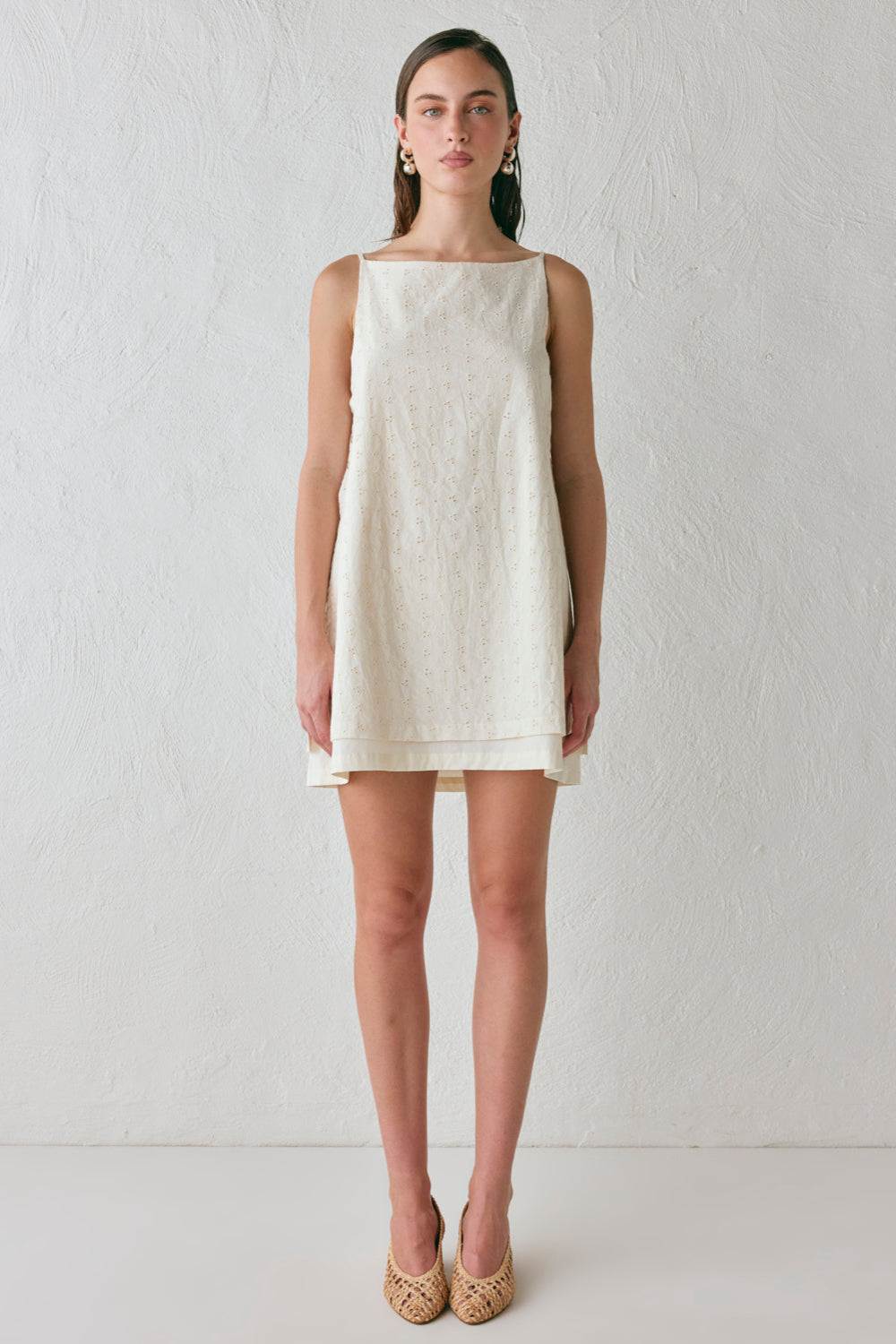 Jelena Anglaise Mini Dress Cream