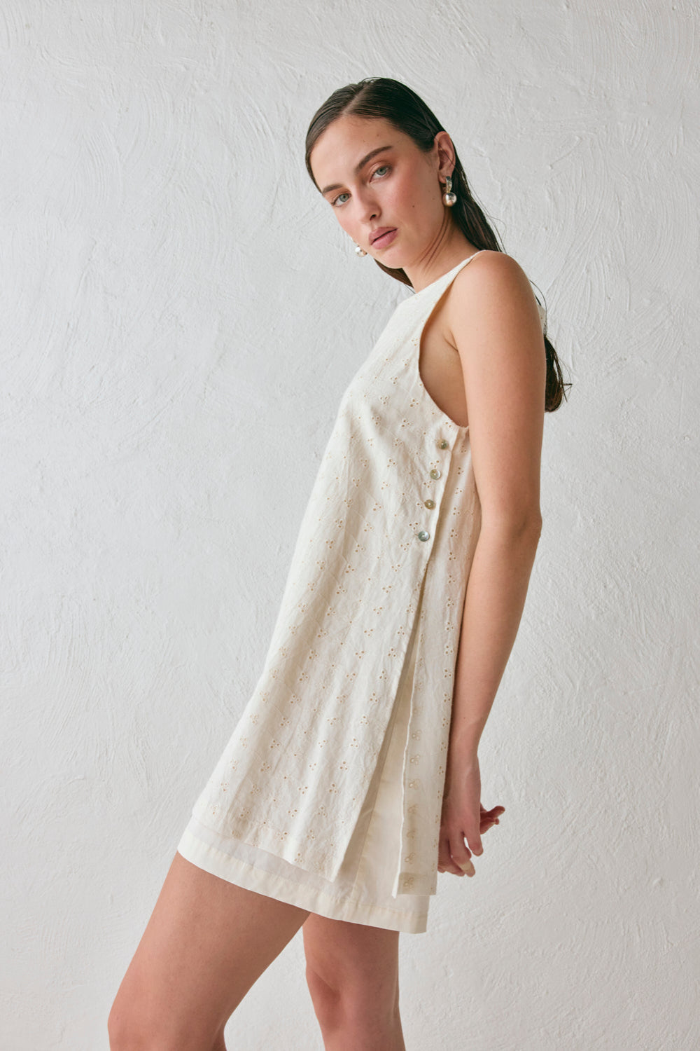 Jelena Anglaise Mini Dress Cream
