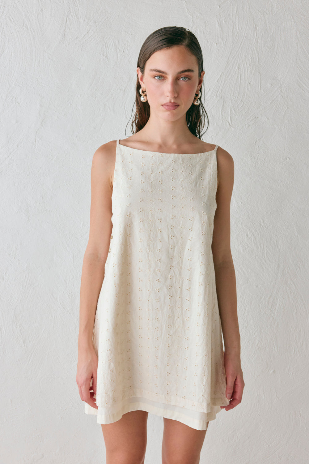 Jelena Anglaise Mini Dress Cream