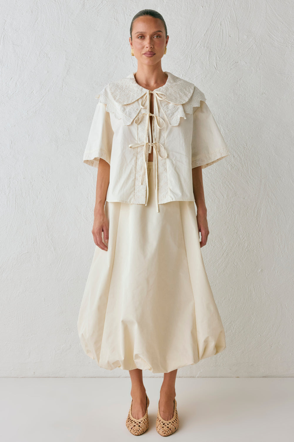 Isla Anglaise Smock Top Cream