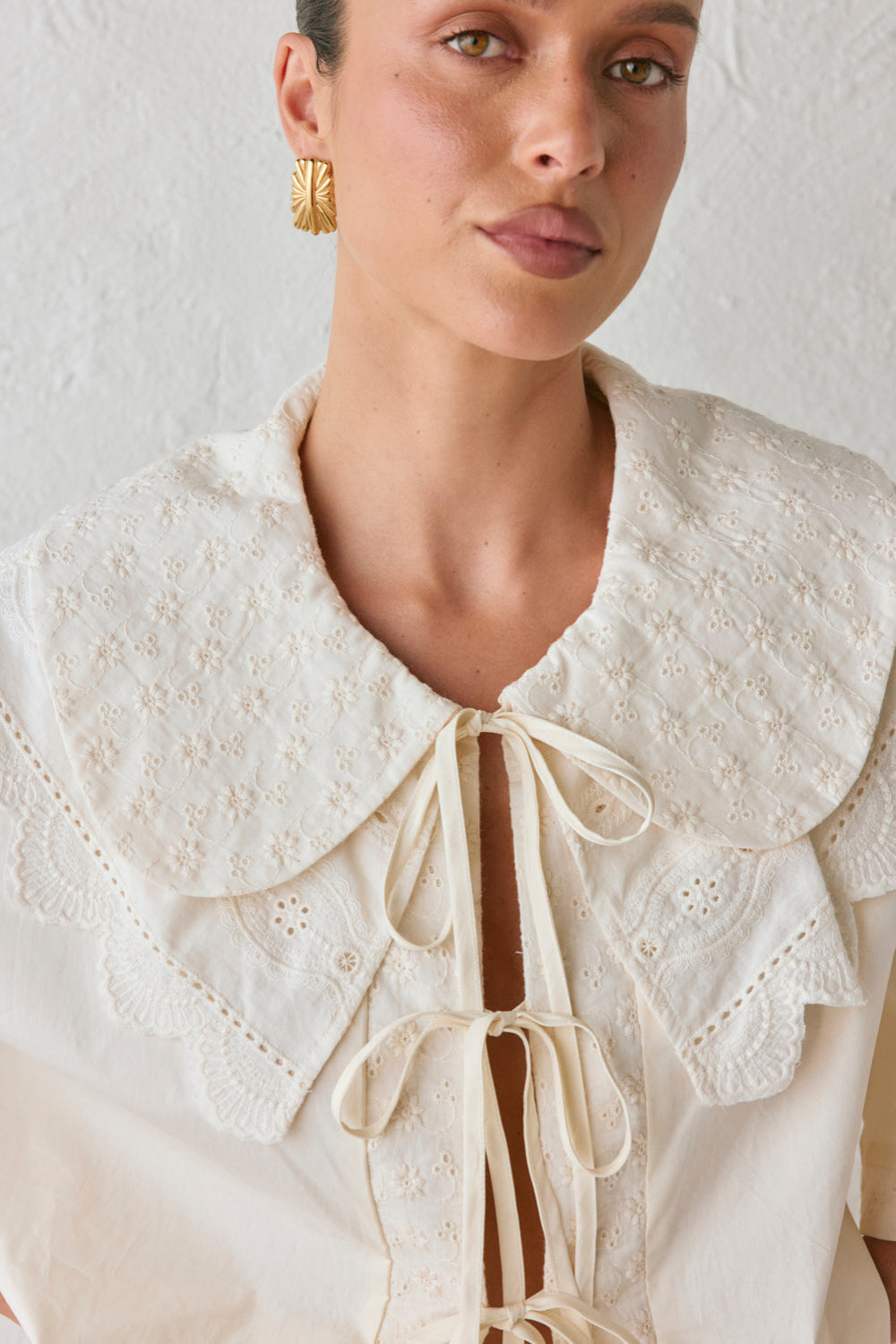 Isla Anglaise Smock Top Cream