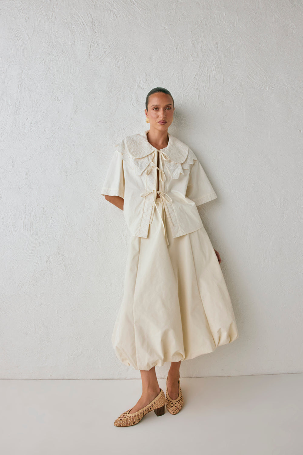 Isla Anglaise Smock Top Cream