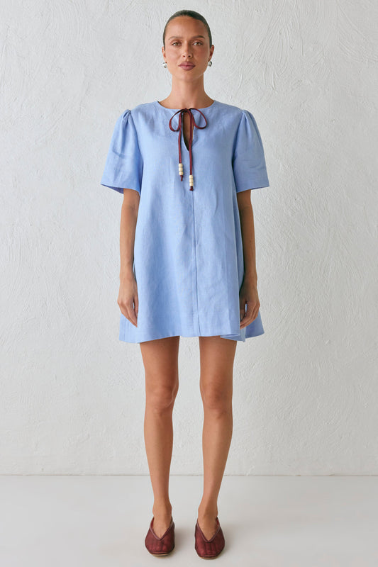 Olsen Linen Mini Dress Blue