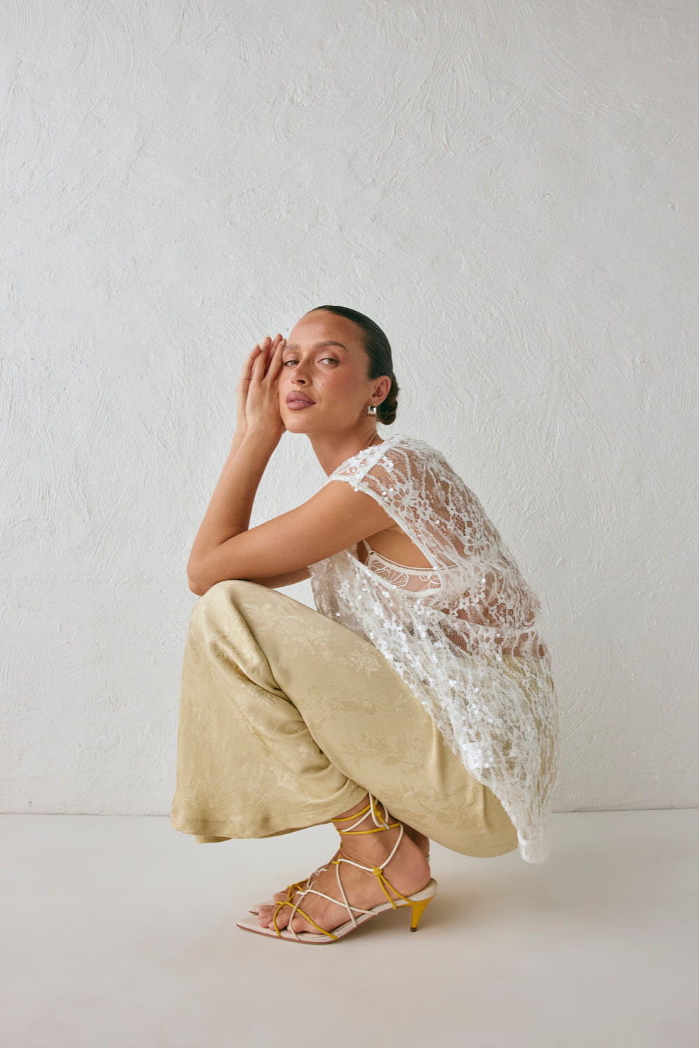 Josefin Jacquard Pants Pistachio