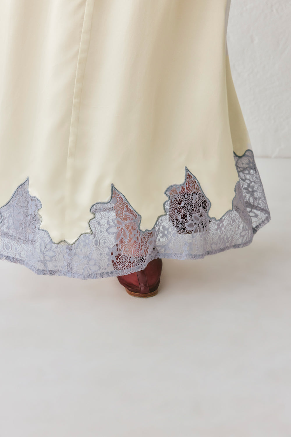 Aisla Satin Midi Skirt Cream