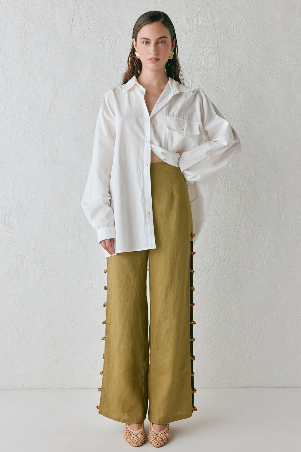 Tia Linen Pants Olive