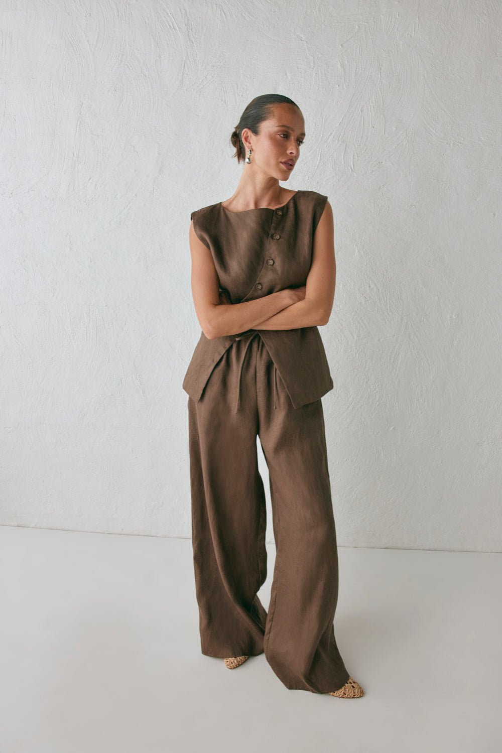Raya Linen Pants Chocolate