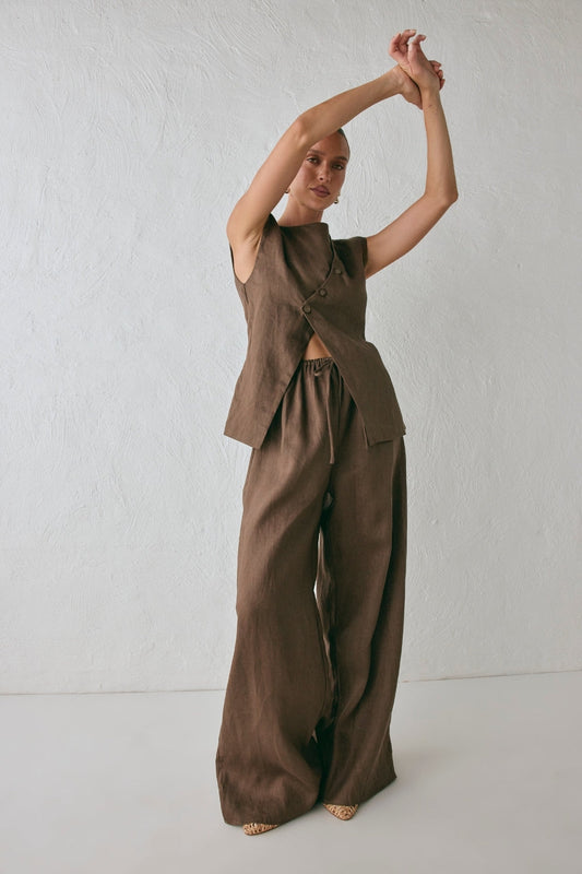 Raya Linen Pants Chocolate