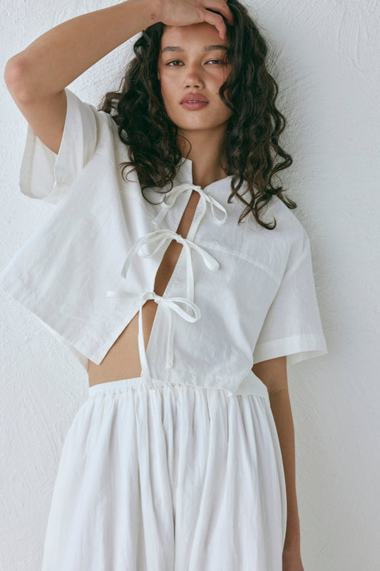Portia Smock Top White