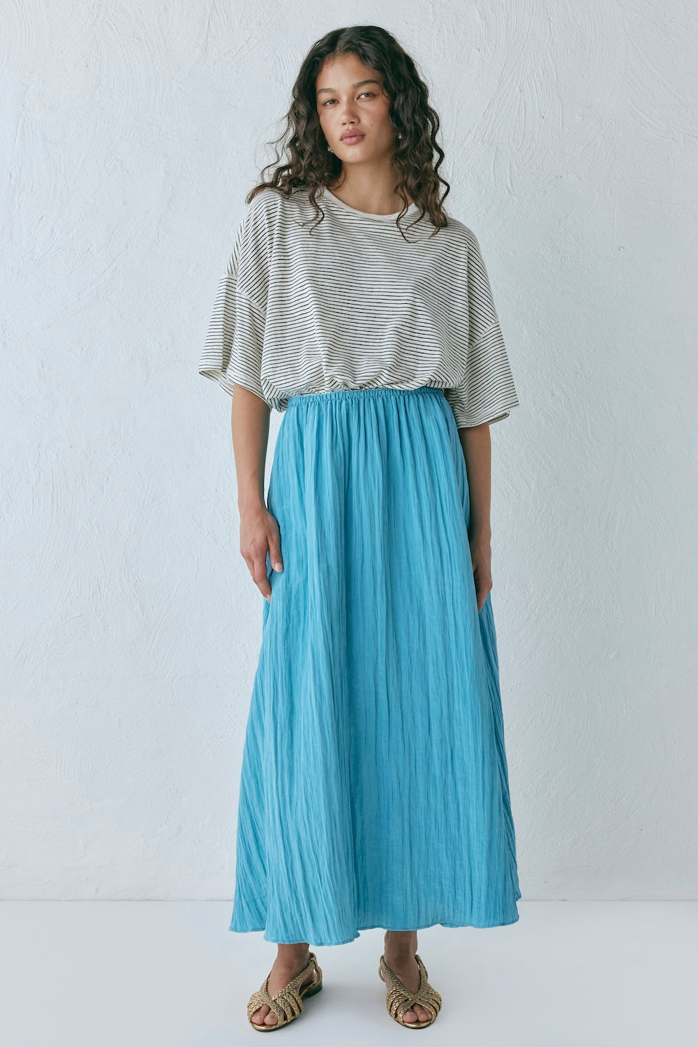 Solara Midi Skirt Aqua Blue