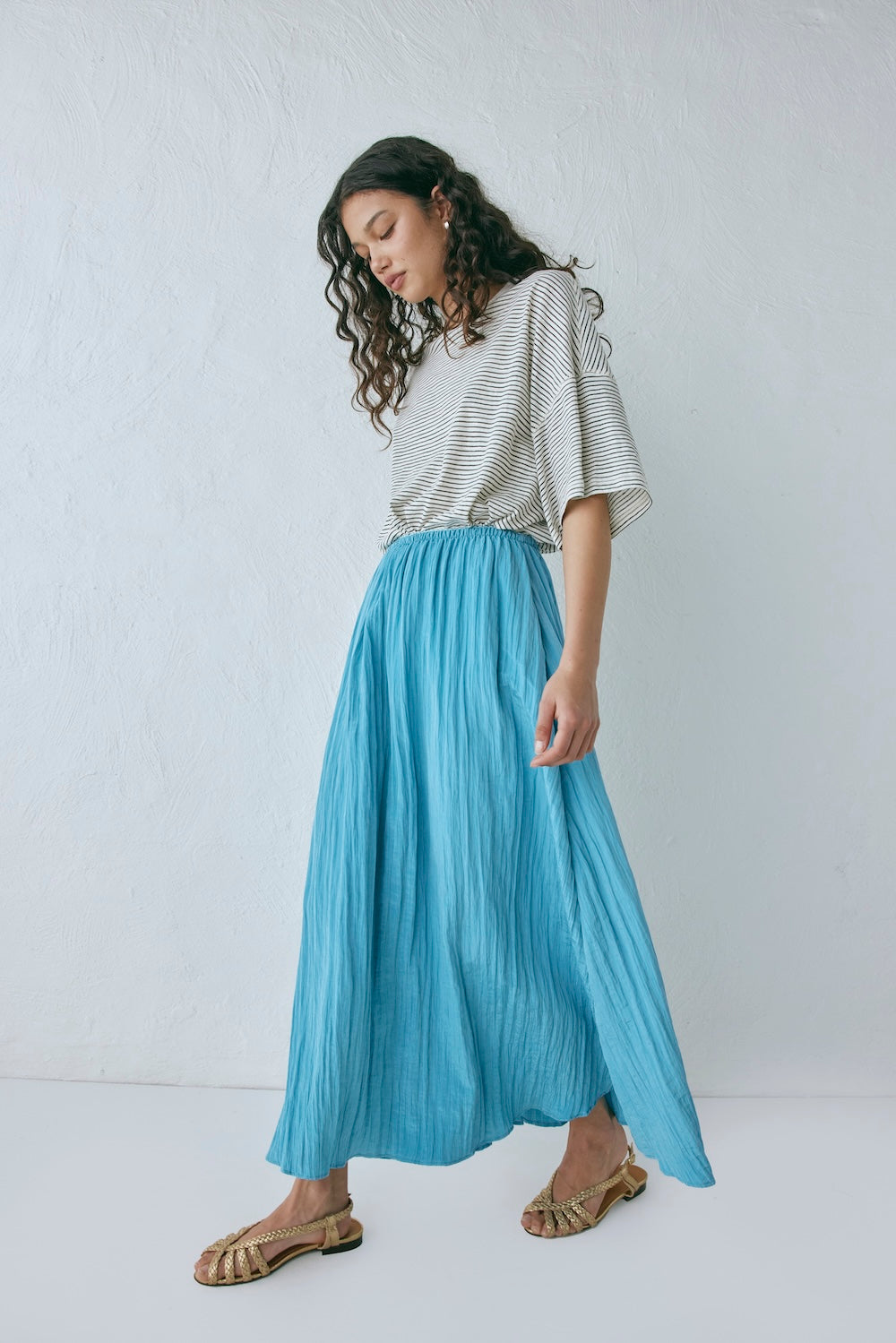 Solara Midi Skirt Aqua Blue