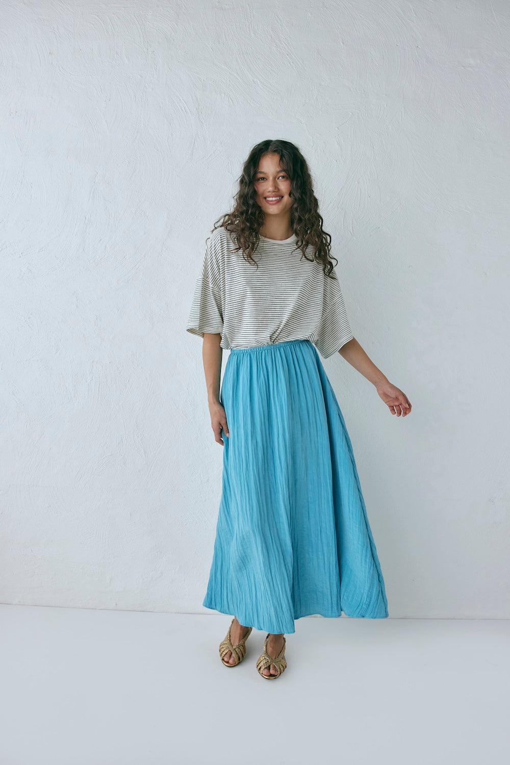 Solara Midi Skirt Aqua Blue