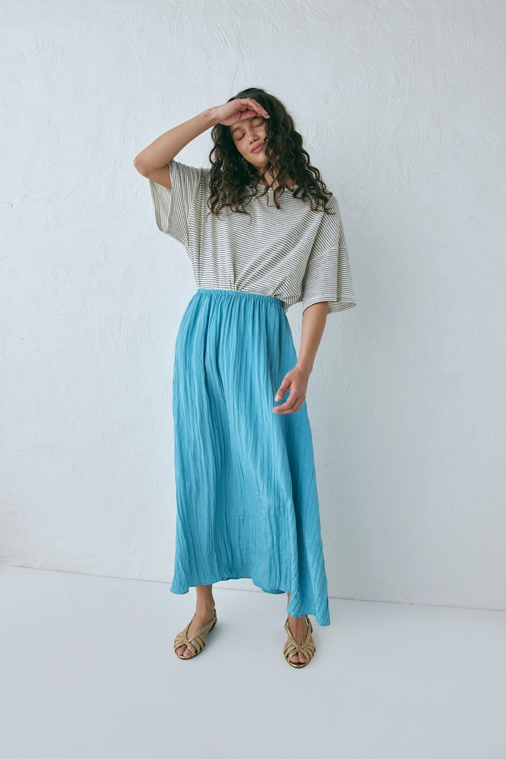 Solara Midi Skirt Aqua Blue