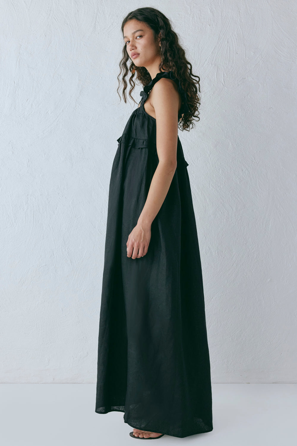 Rossana Linen Maxi Dress Black
