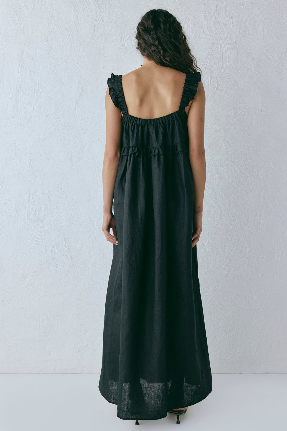 Rossana Linen Maxi Dress Black