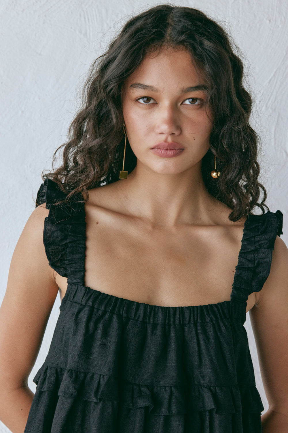 Rossana Linen Maxi Dress Black