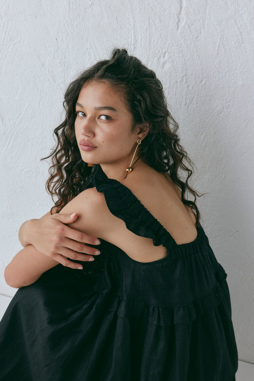 Rossana Linen Maxi Dress Black