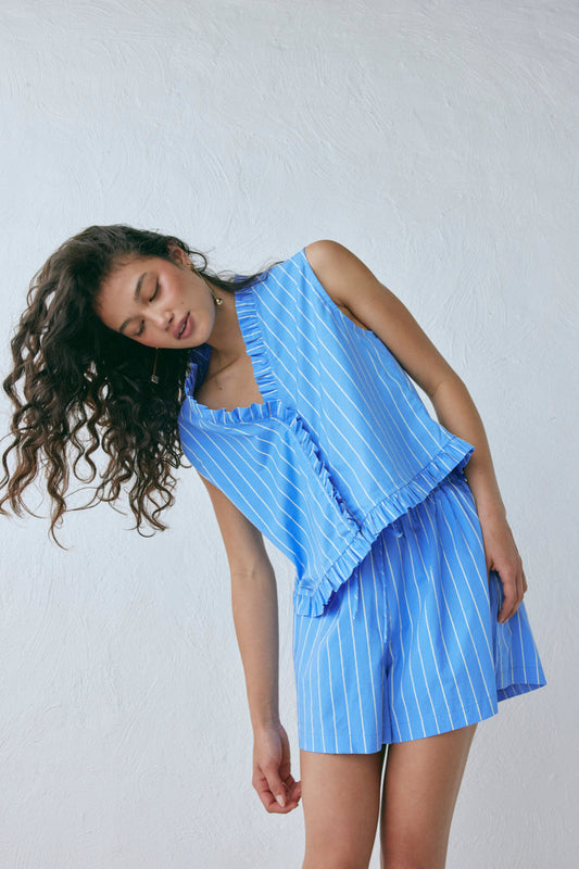 Phoebe Vest Top Cornflower Stripe